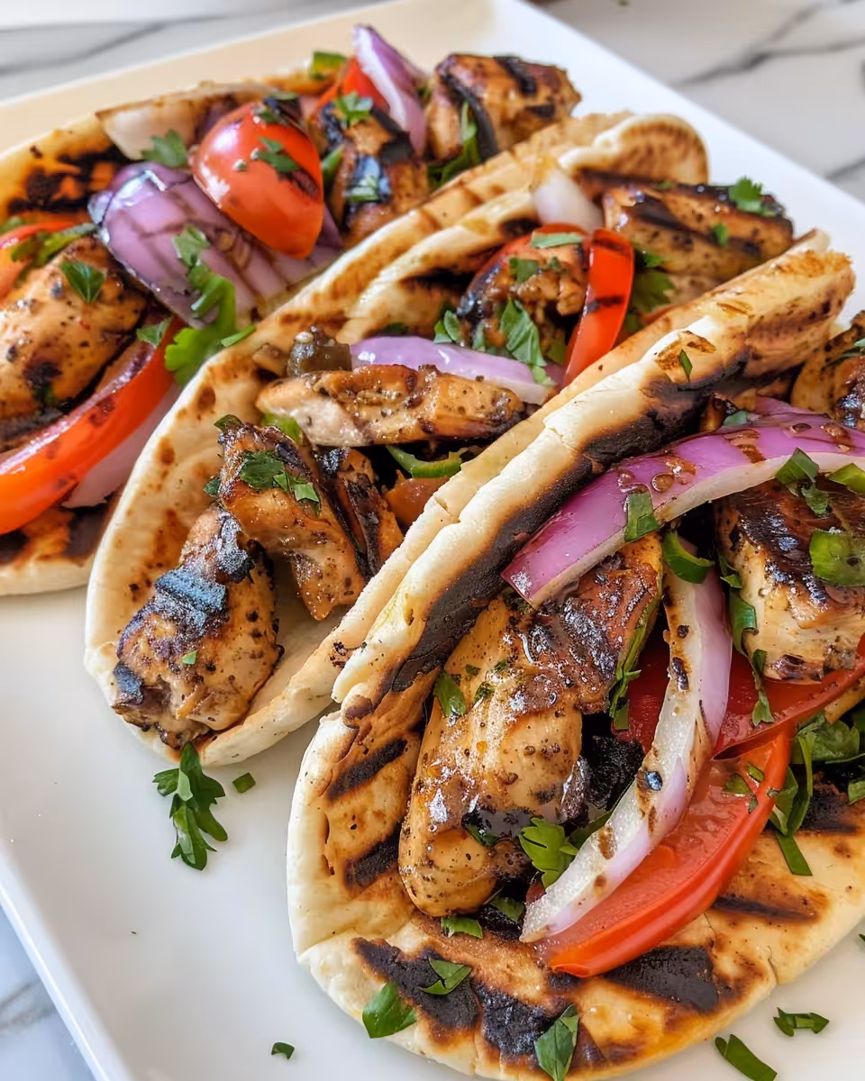 Ingredients for Greek chicken gyros including garlic, lemon, oregano and yogurt