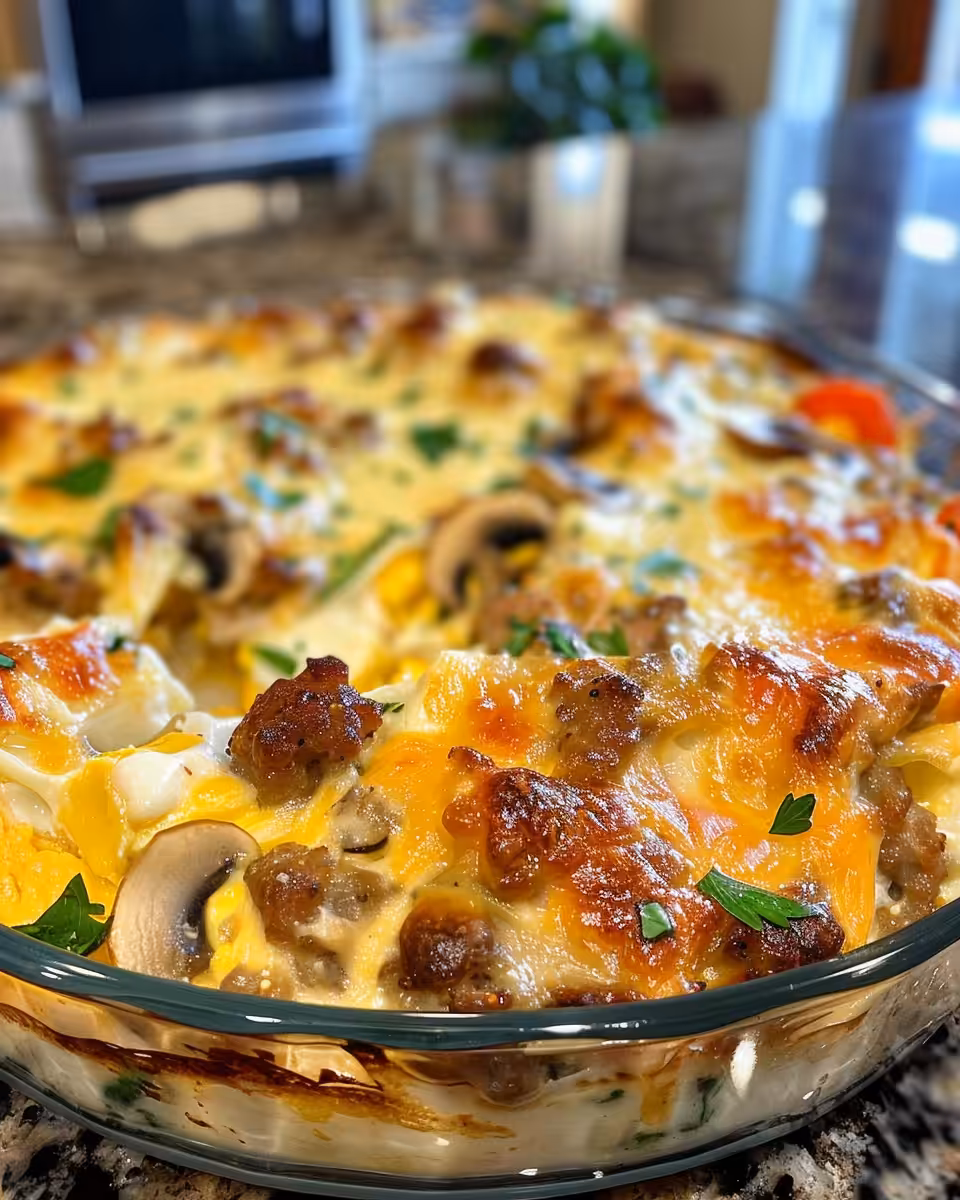 Easy pressure cooker sausage and egg breakfast casserole in pot