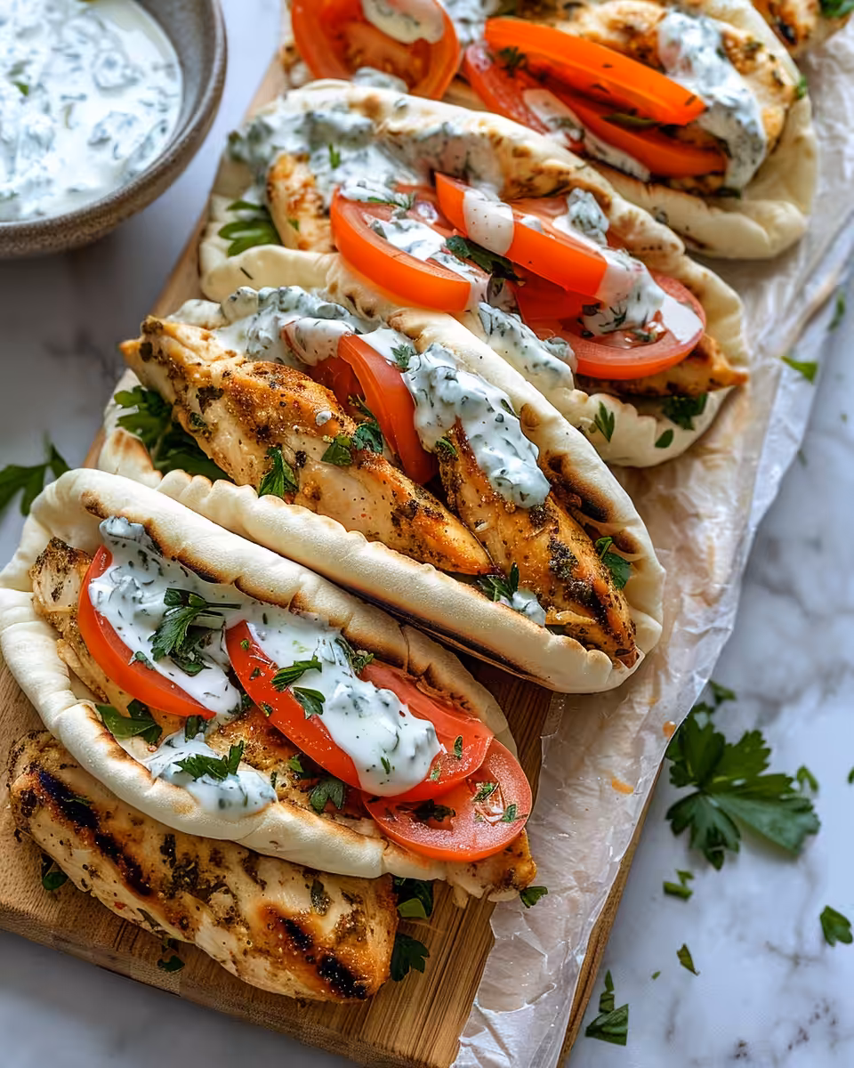 Easy sheet pan chicken pitas with herbs and spices fresh from oven