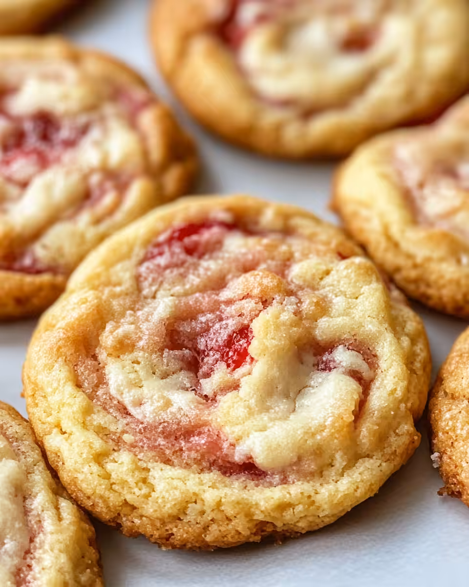 Freshly baked Strawberry Cheesecake Cookies served on plate ready to eat