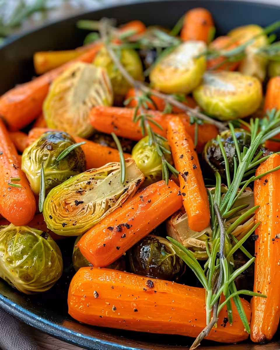 Steaming pressure cooker with brussels sprouts and carrots inside