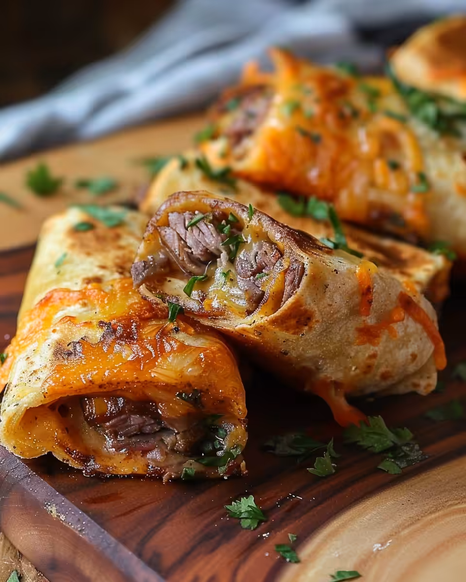 Close-up of Philly cheesesteak cabbage wraps cooking with steak and peppers