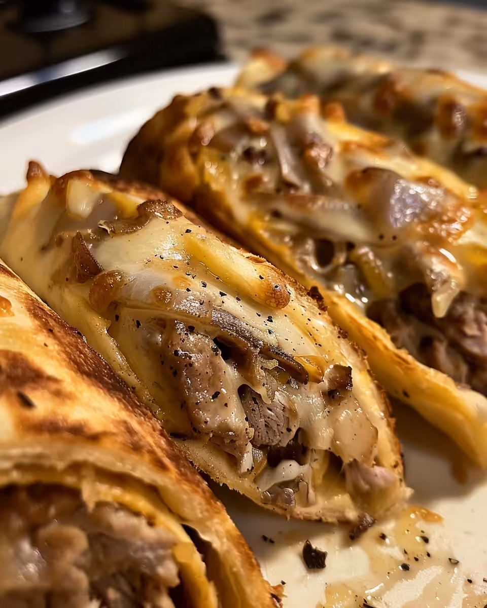 Tender roast beef and tortilla roll ups cooking in pressure cooker with steam
