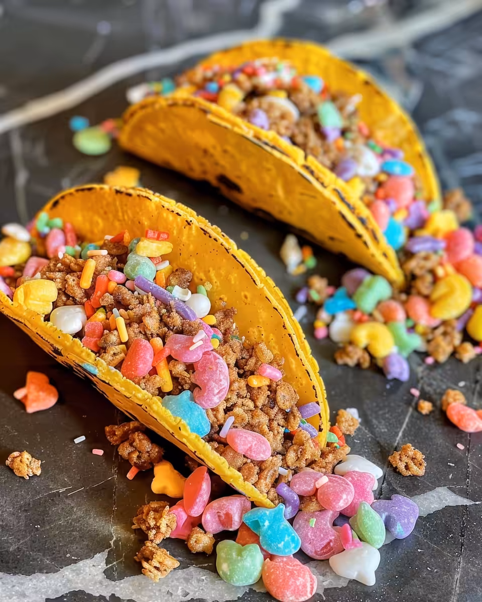 Ingredients for Fruity Pebbles Cheesecake Tacos laid out on a kitchen counter