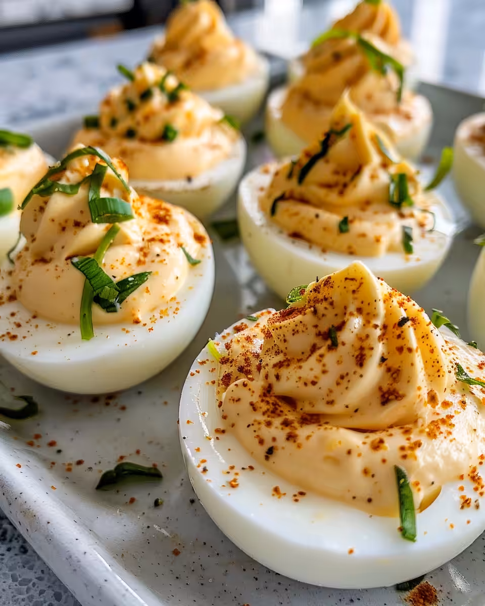 Ingredients for Garlic Parmesan Deviled Eggs including eggs, truffle oil, parmesan, and radishes