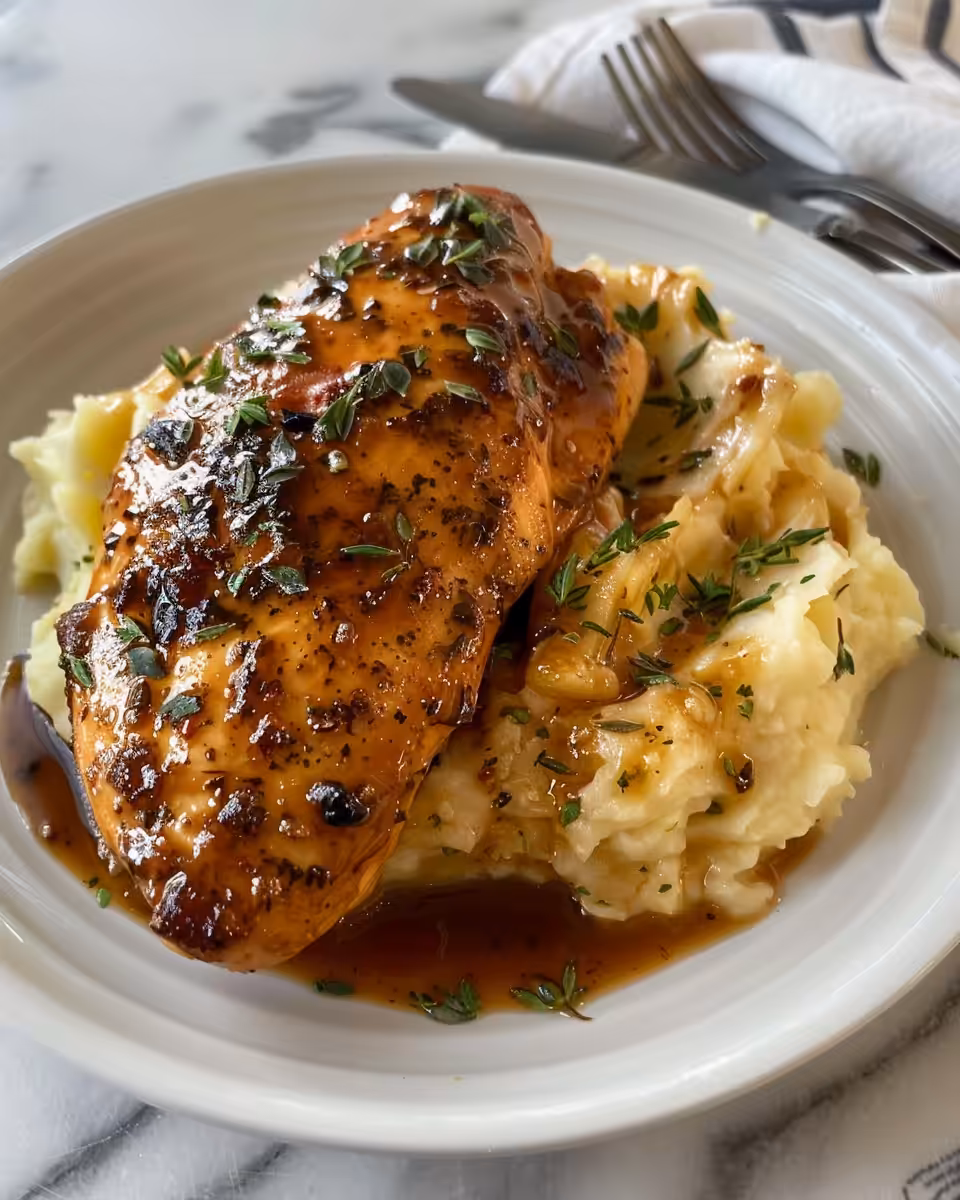 Ingredients laid out for creamy garlic herb chicken with garlic, herbs, cream, and parmesan