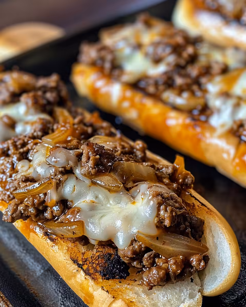 Ingredients for Philly cheesesteak sloppy joes including beef, peppers, and mushrooms