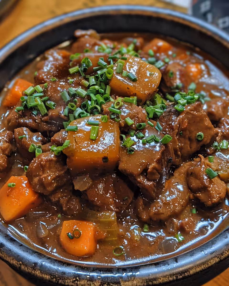 Ingredients laid out for Guinness beef stew in pressure cooker