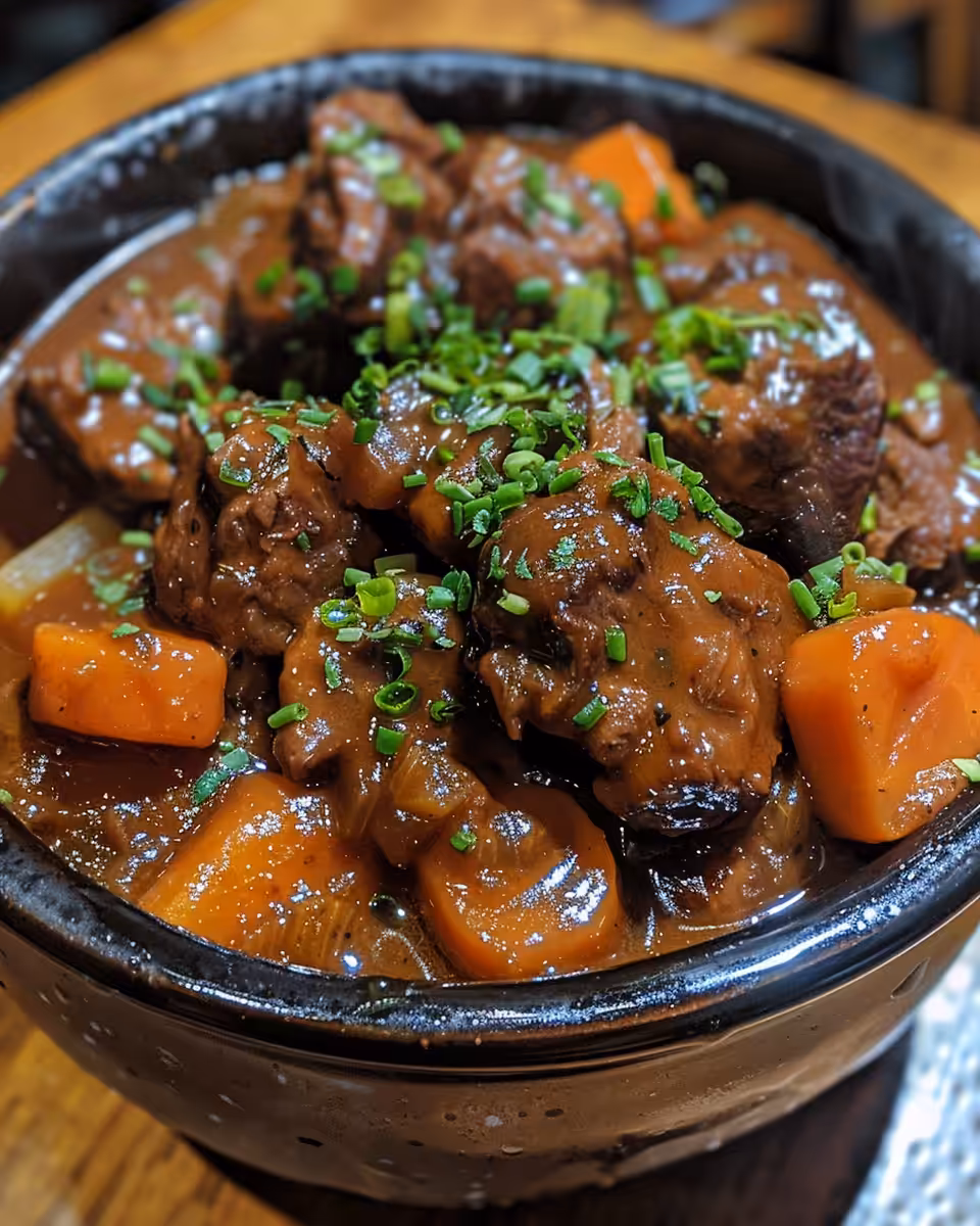 Pressure cooker with delicious Guinness beef stew cooking