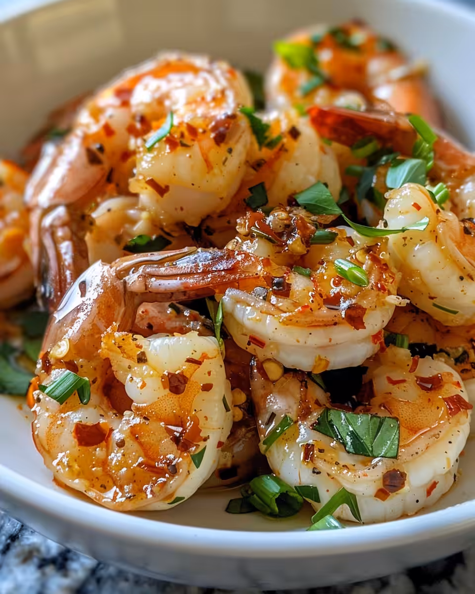 Delicious Hawaiian garlic shrimp cooking with butter and lemon in pressure cooker