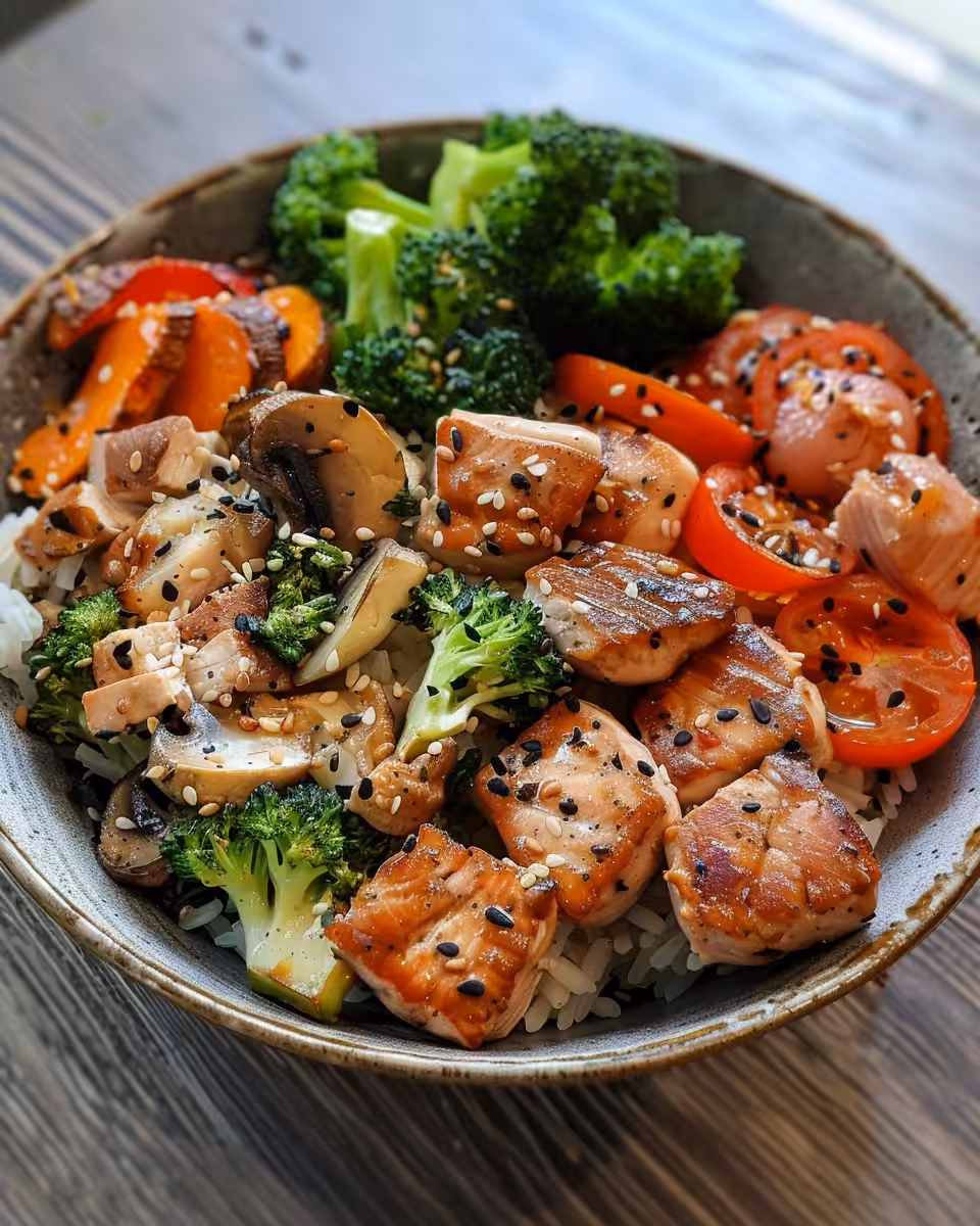 A vibrant high protein low carb healthy dinner cooked in pressure cooker