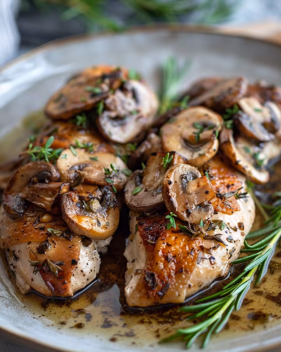 Ingredients for mushroom stuffed chicken including mushrooms, garlic, olive oil, mozzarella cheese