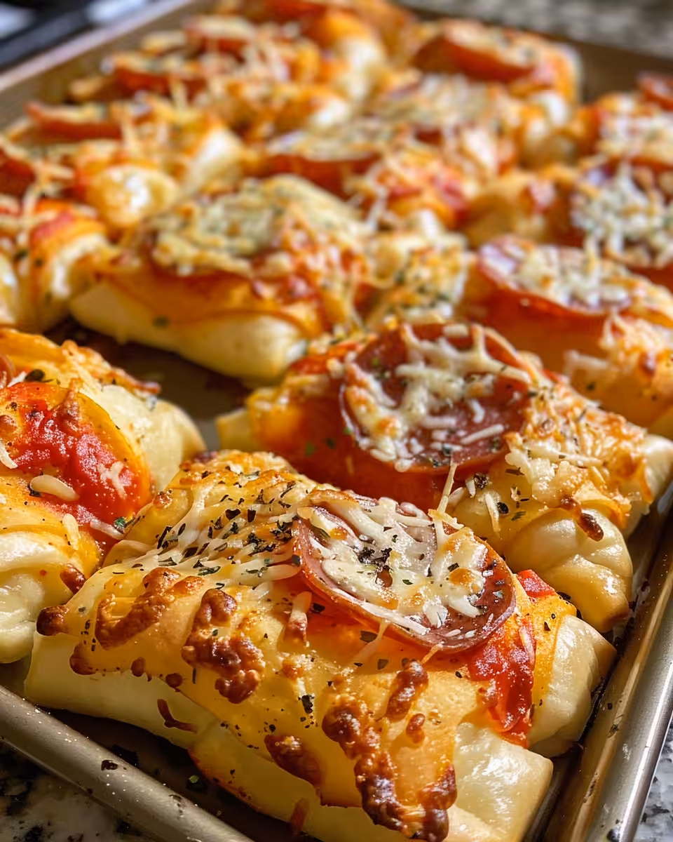 Freshly baked cottage cheese pizza rolls with golden crust
