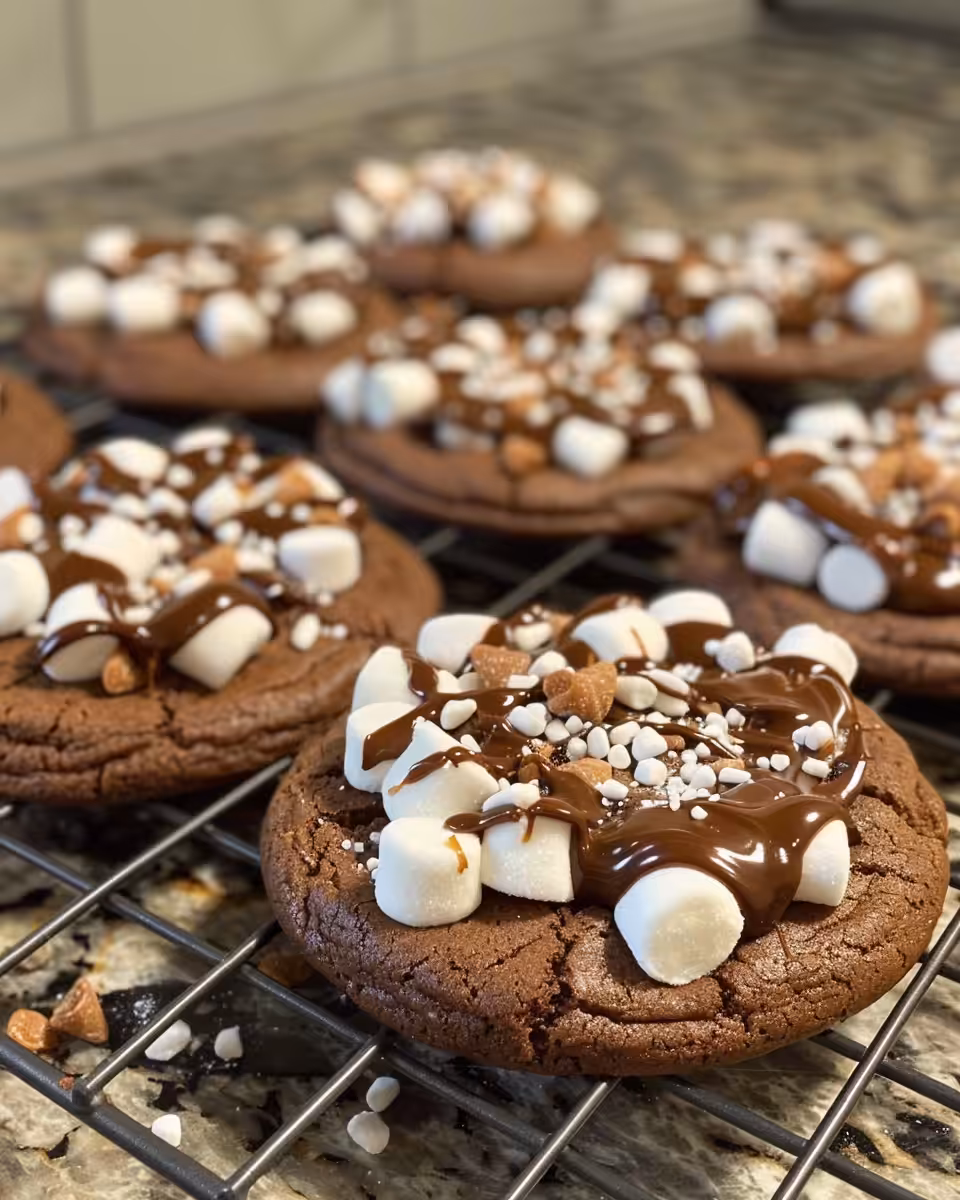 Nutella marshmallow cookies ready to bake with gooey texture