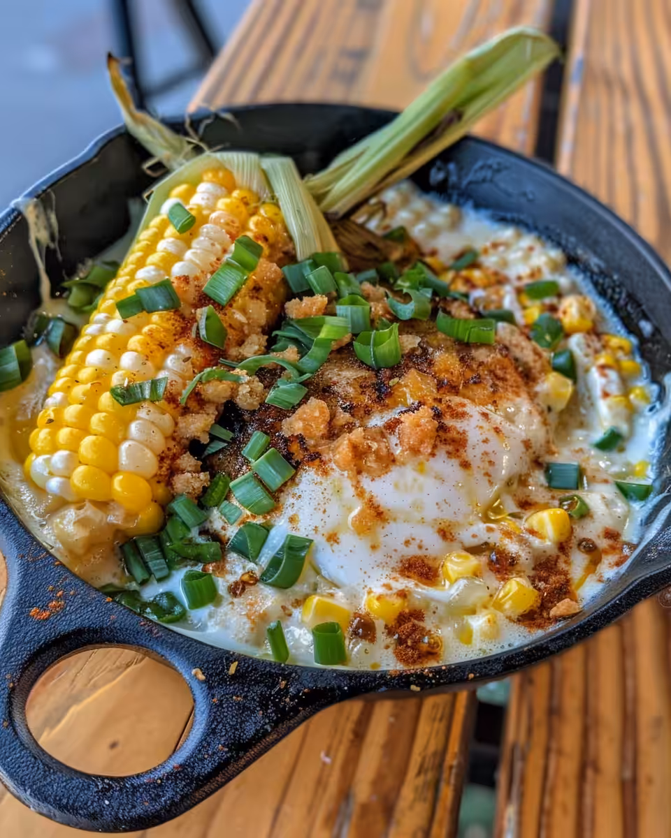 Creamy honey butter corn sauce cooking in skillet