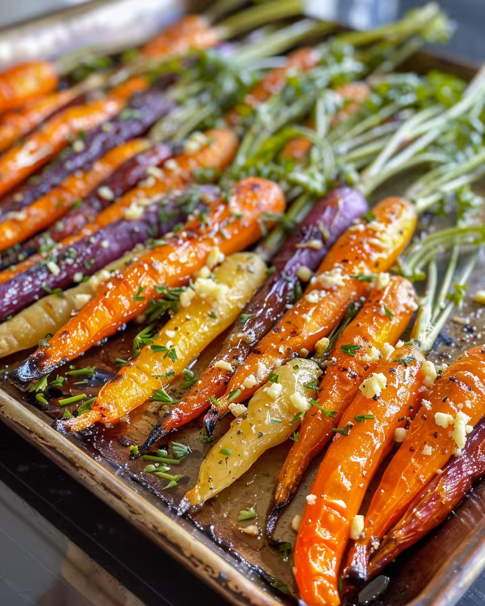 Honey garlic butter roasted carrots fresh from the pressure cooker with steam rising