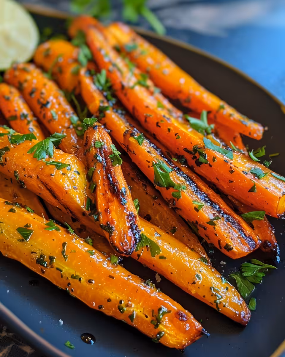 Honey garlic butter sauce coating fresh carrots in a bowl