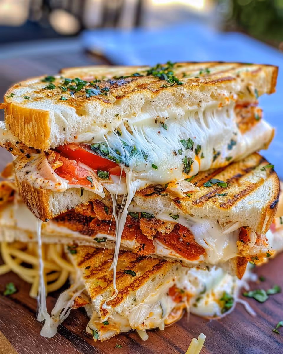 Honey pepper sauce brushed over chicken breasts for panini