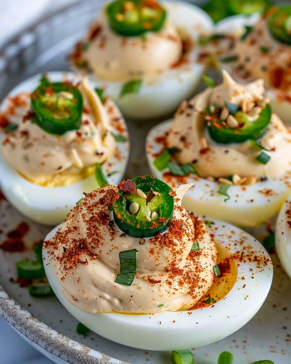 Ingredients laid out for spicy jalapeno popper deviled eggs filling