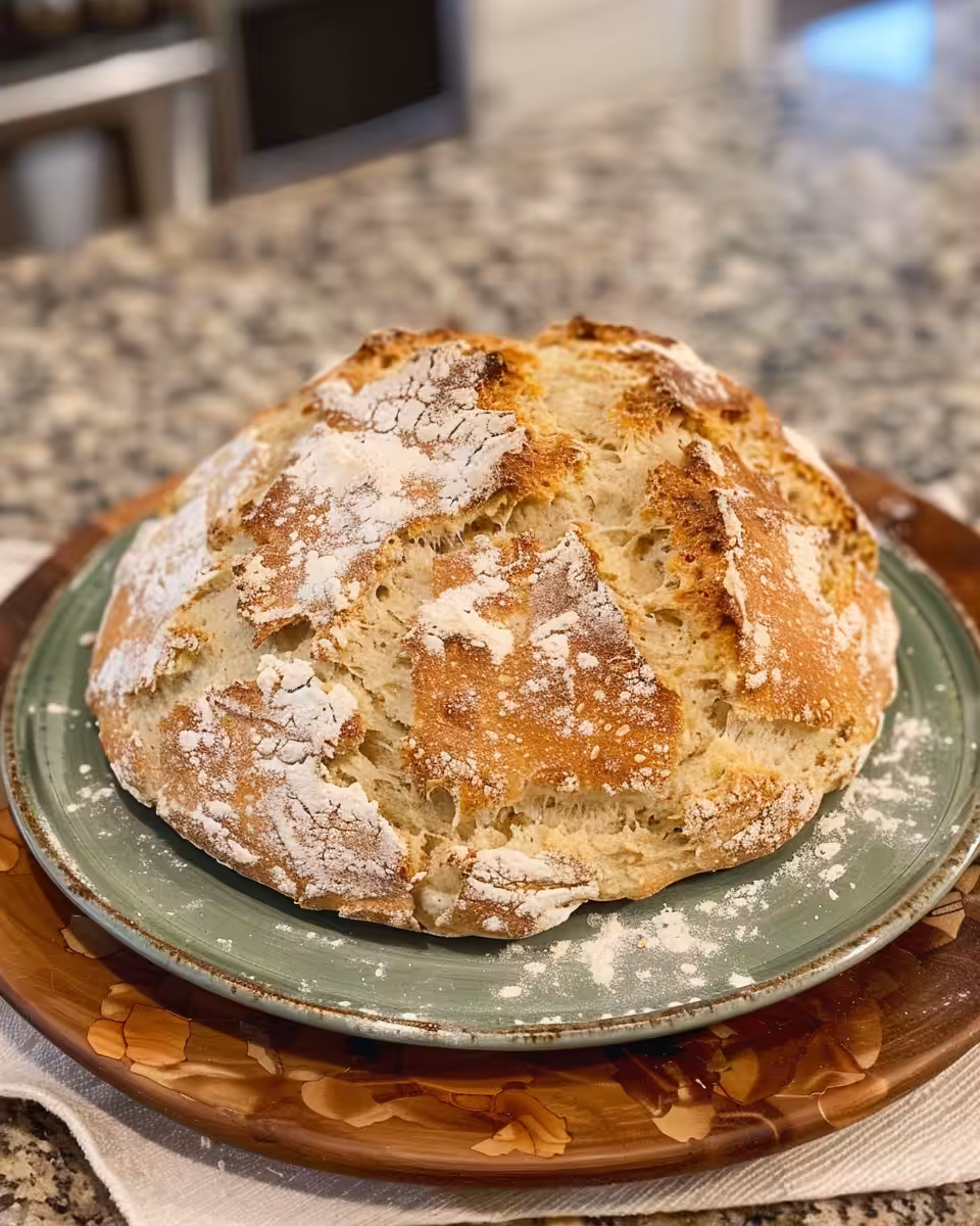 Fresh baked soda bread cooling with golden crust