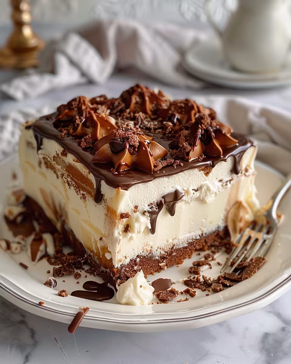 Final Irish Cream Poke Cake decorated and ready to serve