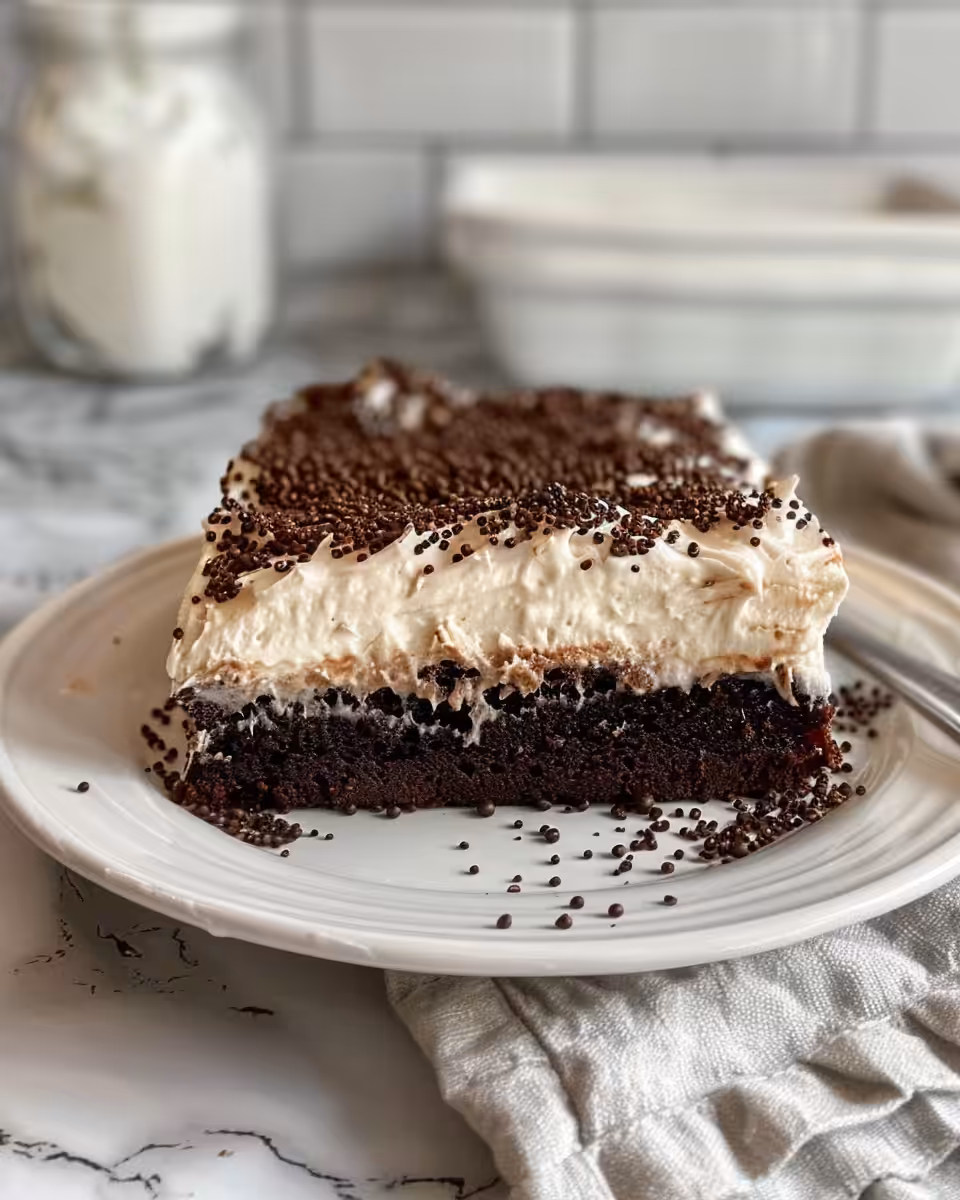 Delicious Irish Cream Poke Cake fresh and moist