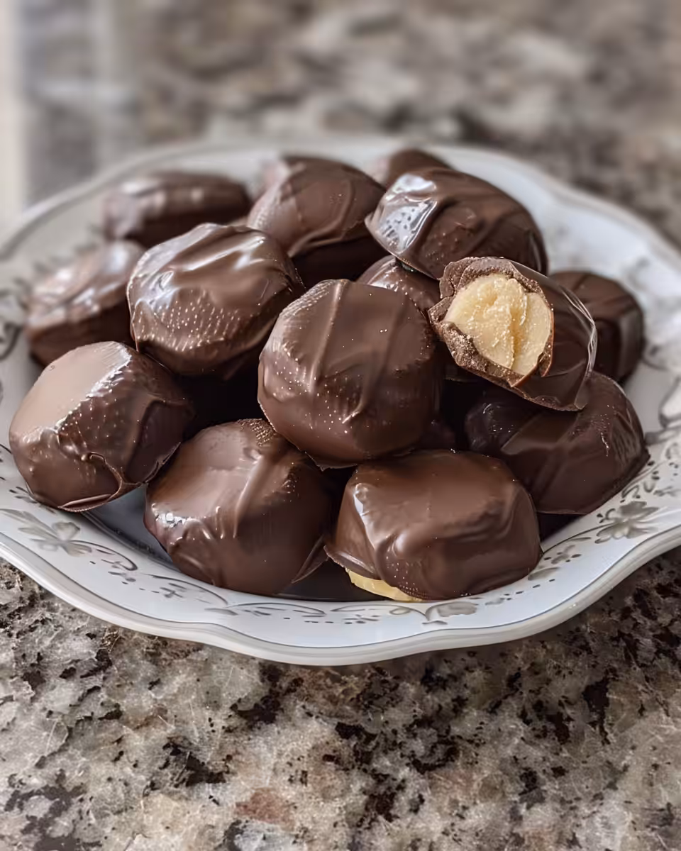 Close-up of finished Irish potato candy balls rolled in cinnamon