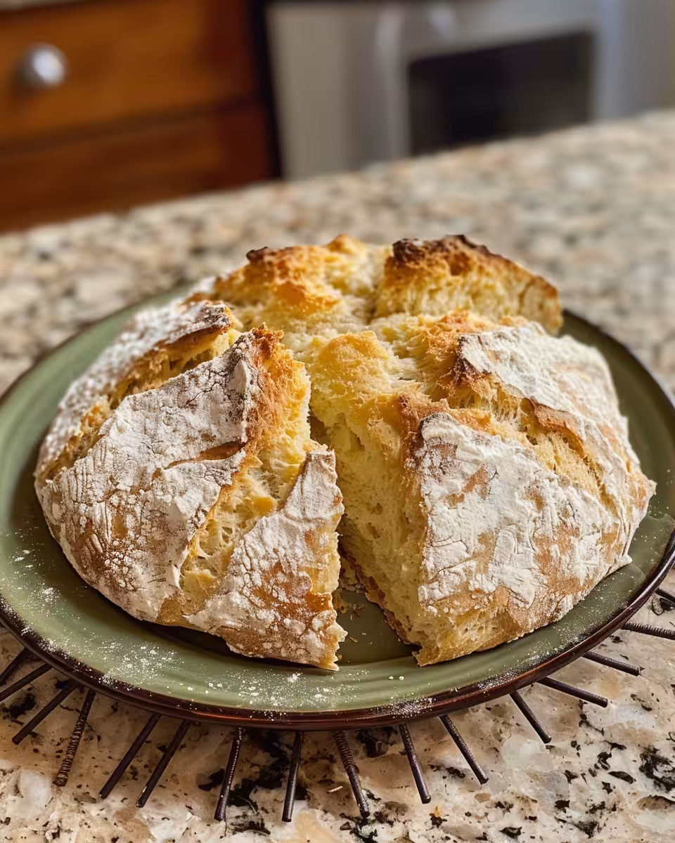 Freshly baked Irish soda bread with golden crust