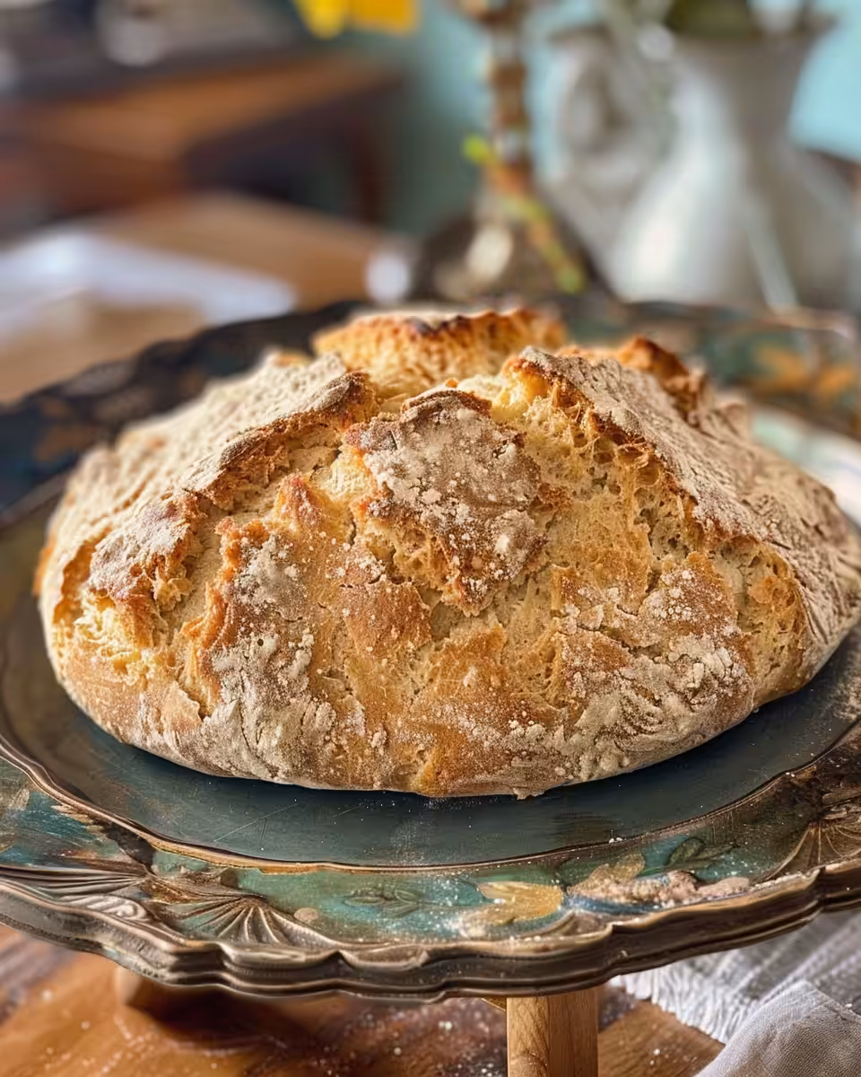 Sliced Irish soda bread ready to serve with butter