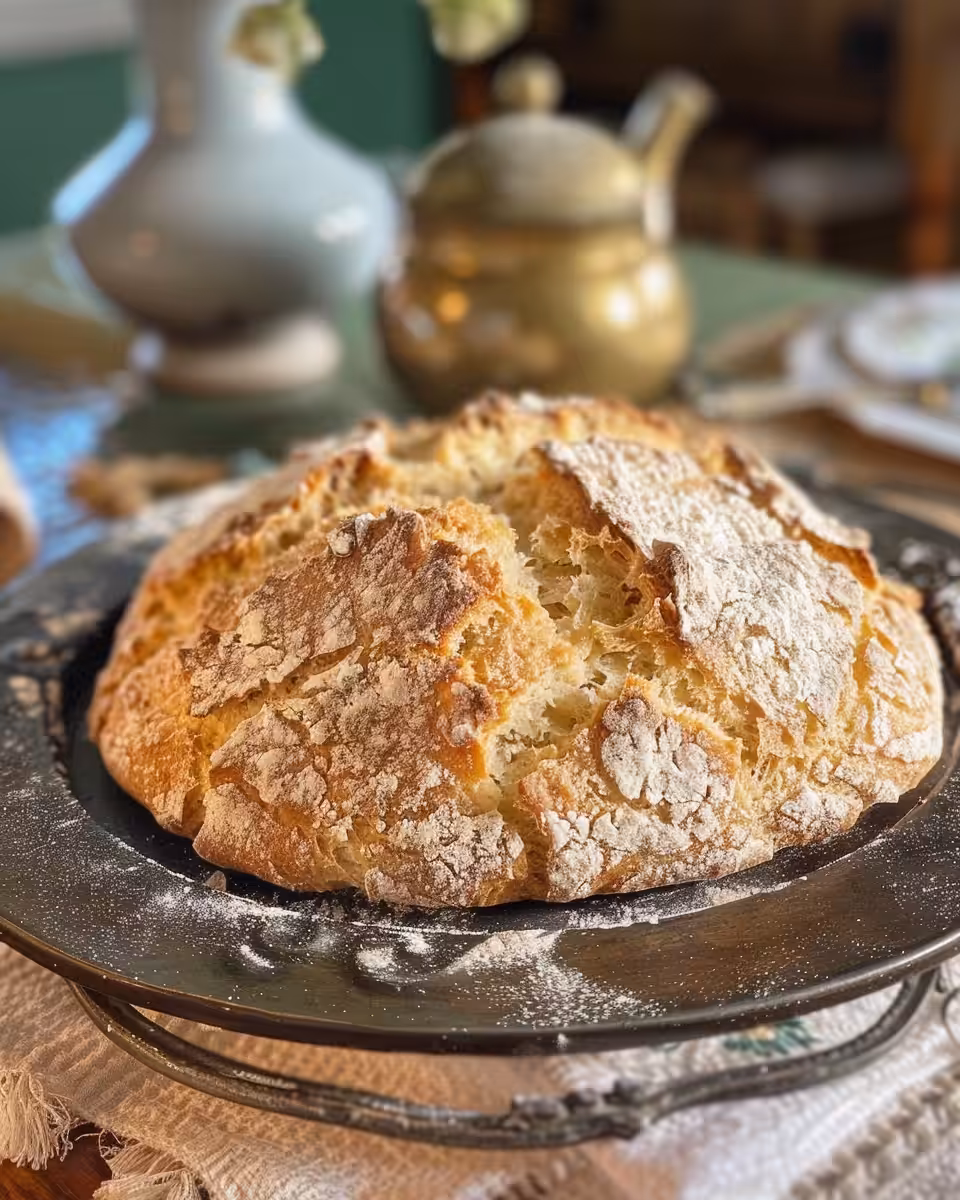 Freshly baked Irish soda bread loaf fresh from pressure cooker