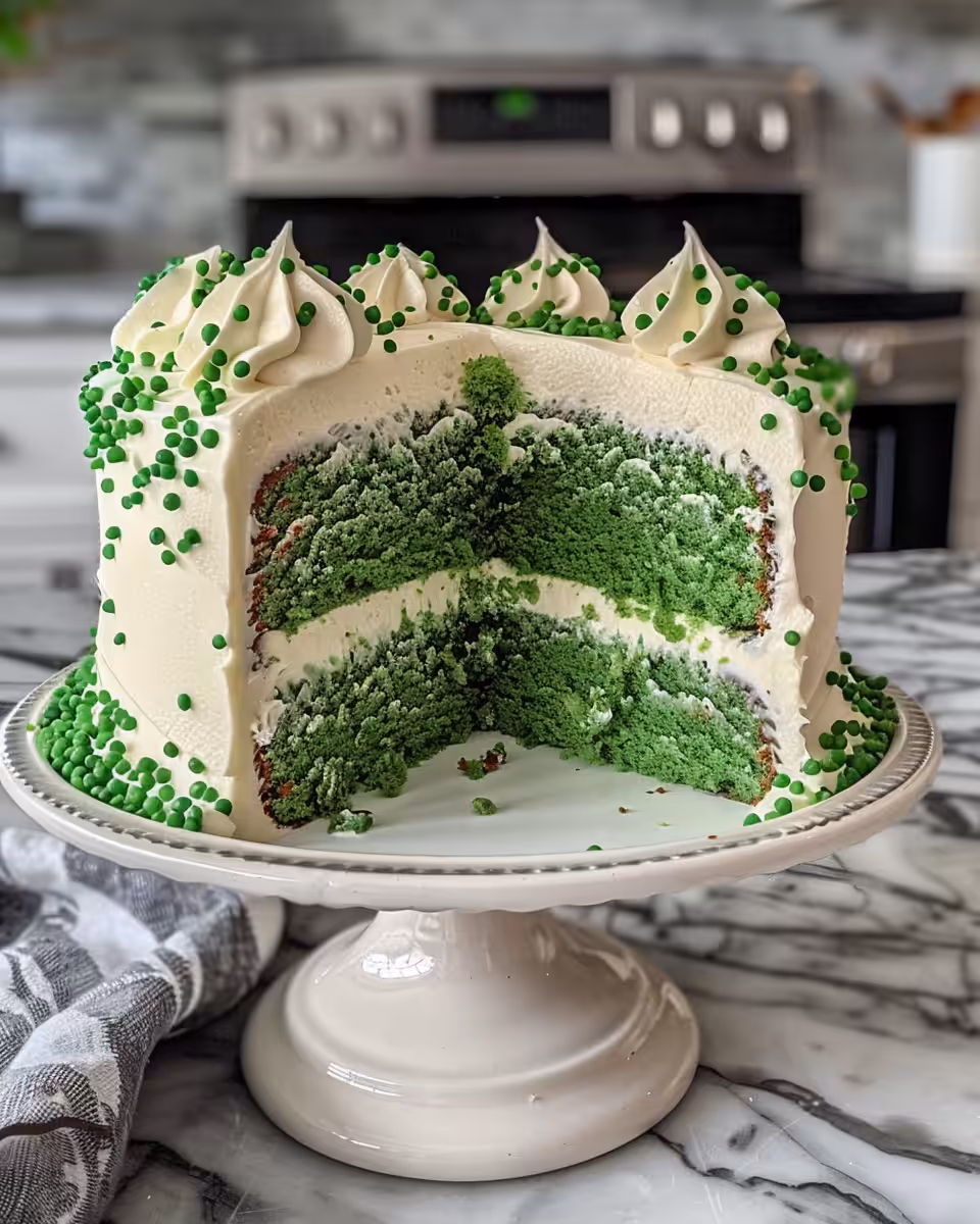 Finished Irish coffee boozy cake pops with creamy buttercream frosting and green drizzle