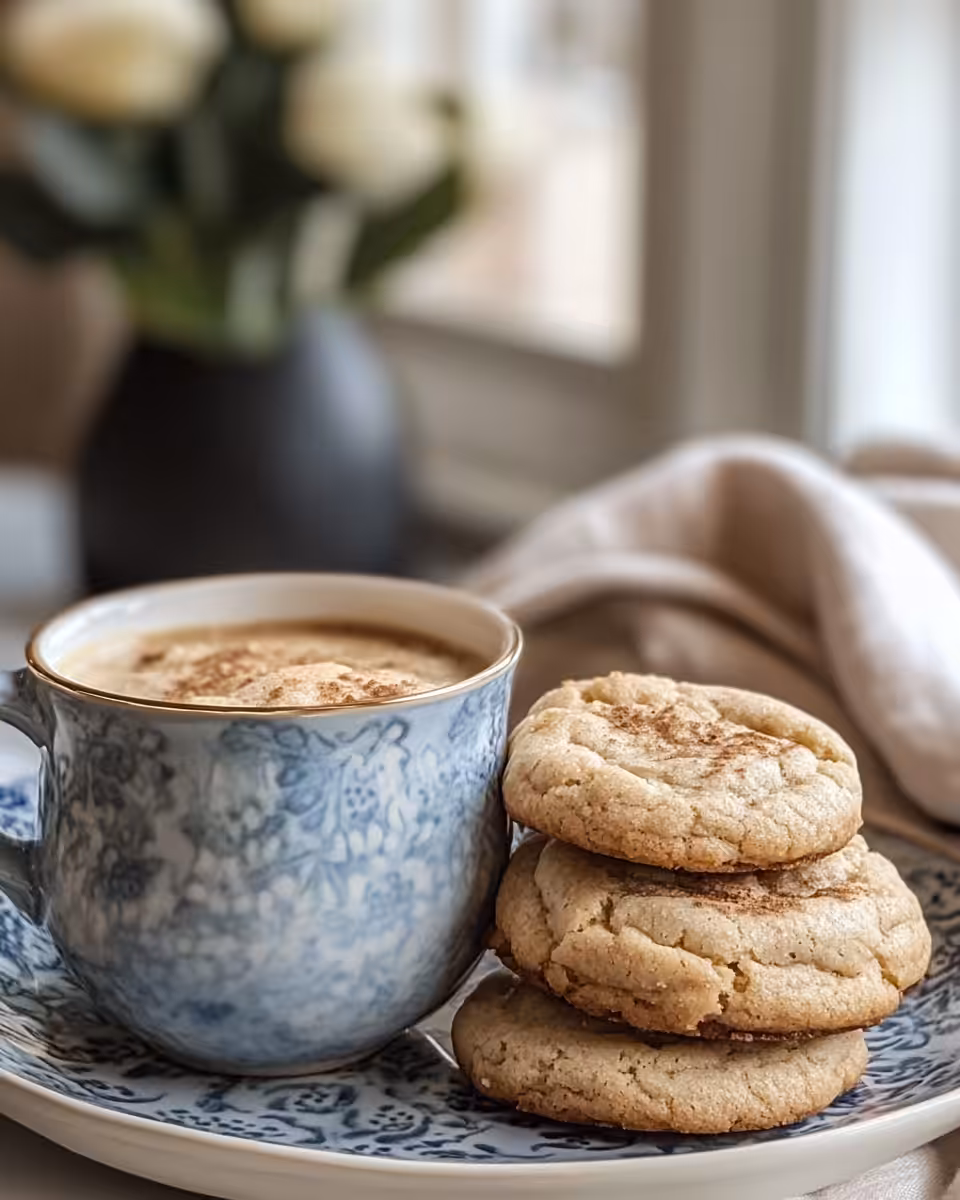 Freshly baked keto coffee cake cookies served with a cup of coffee