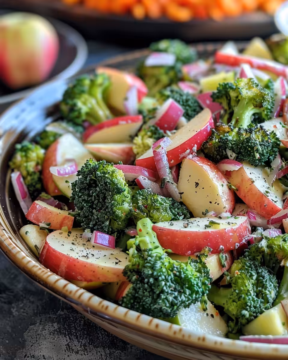Ingredients for Honeycrisp Apple Broccoli Salad prepared and ready to mix