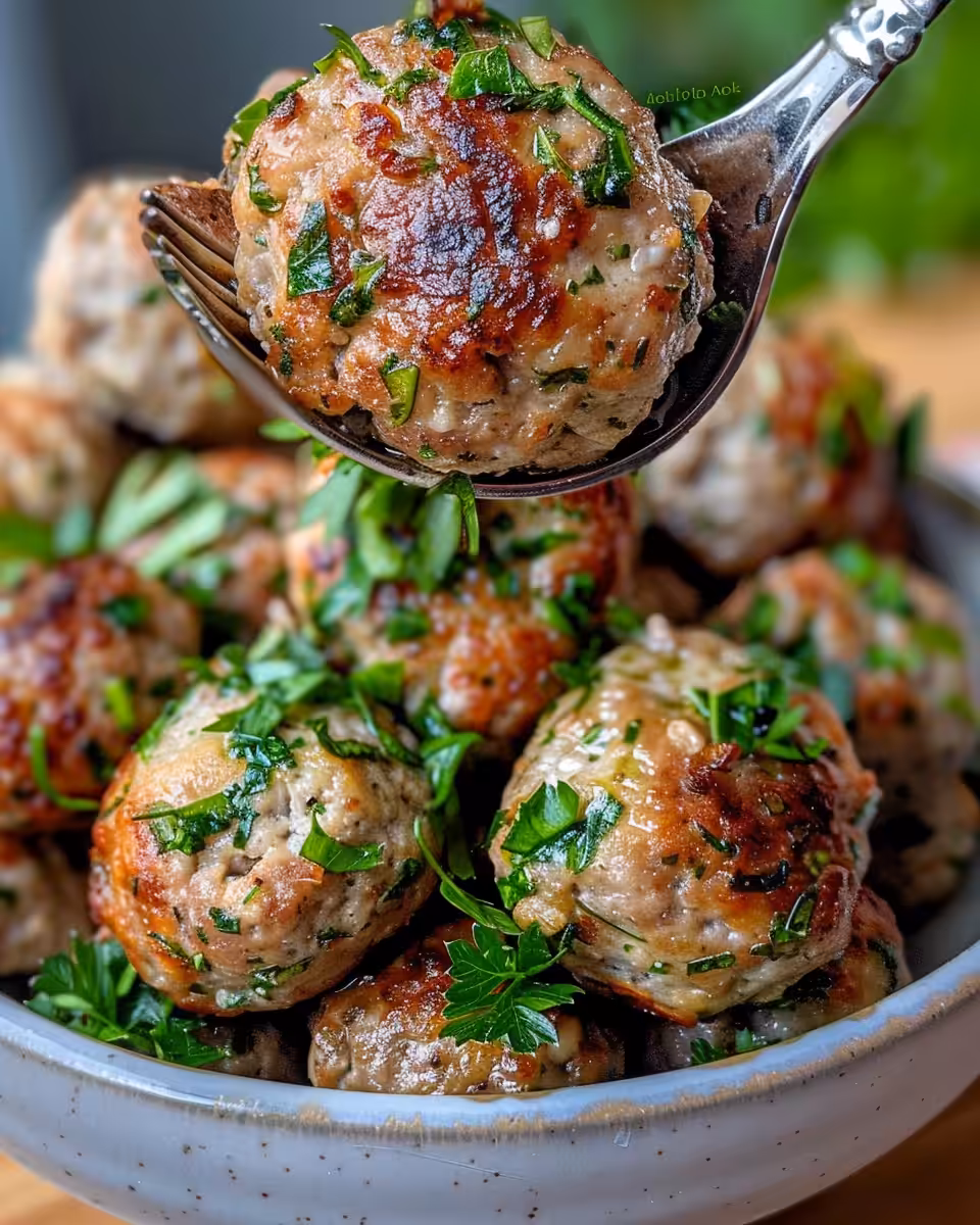 Plated Greek meatballs served with creamy tzatziki sauce