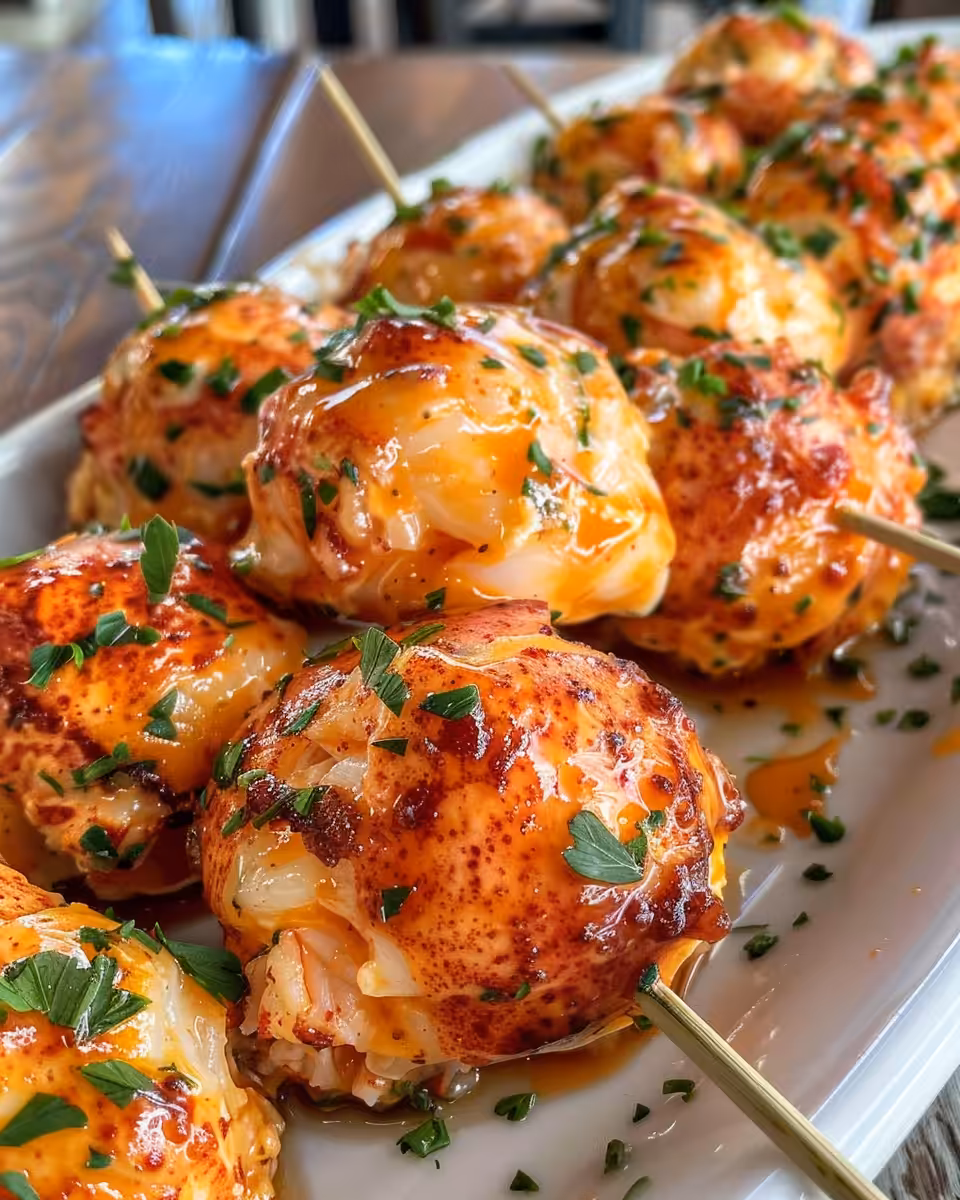 Final plated lobster crab butter bombs golden and ready to serve