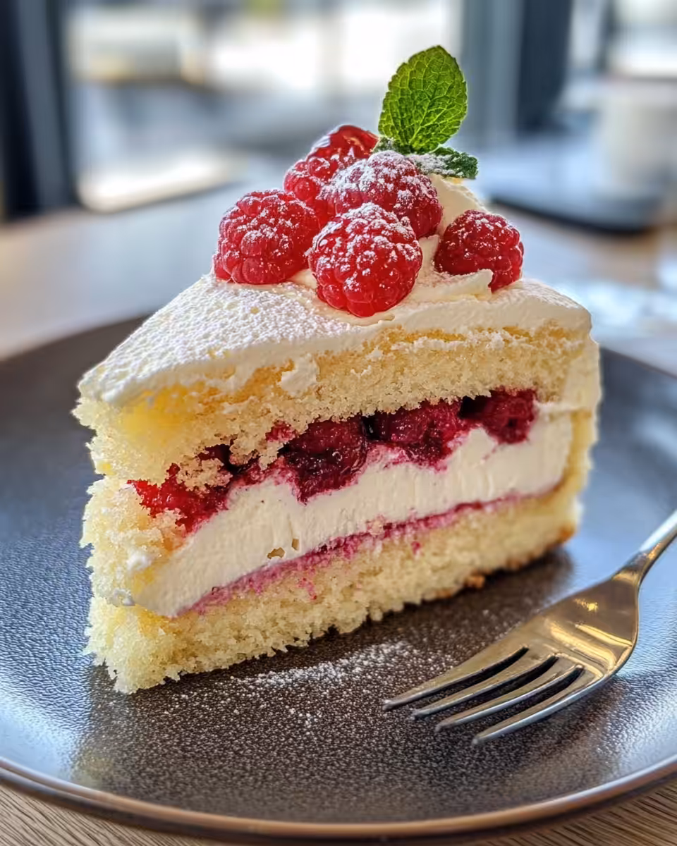 Freshly baked Louise Cake with golden meringue topping