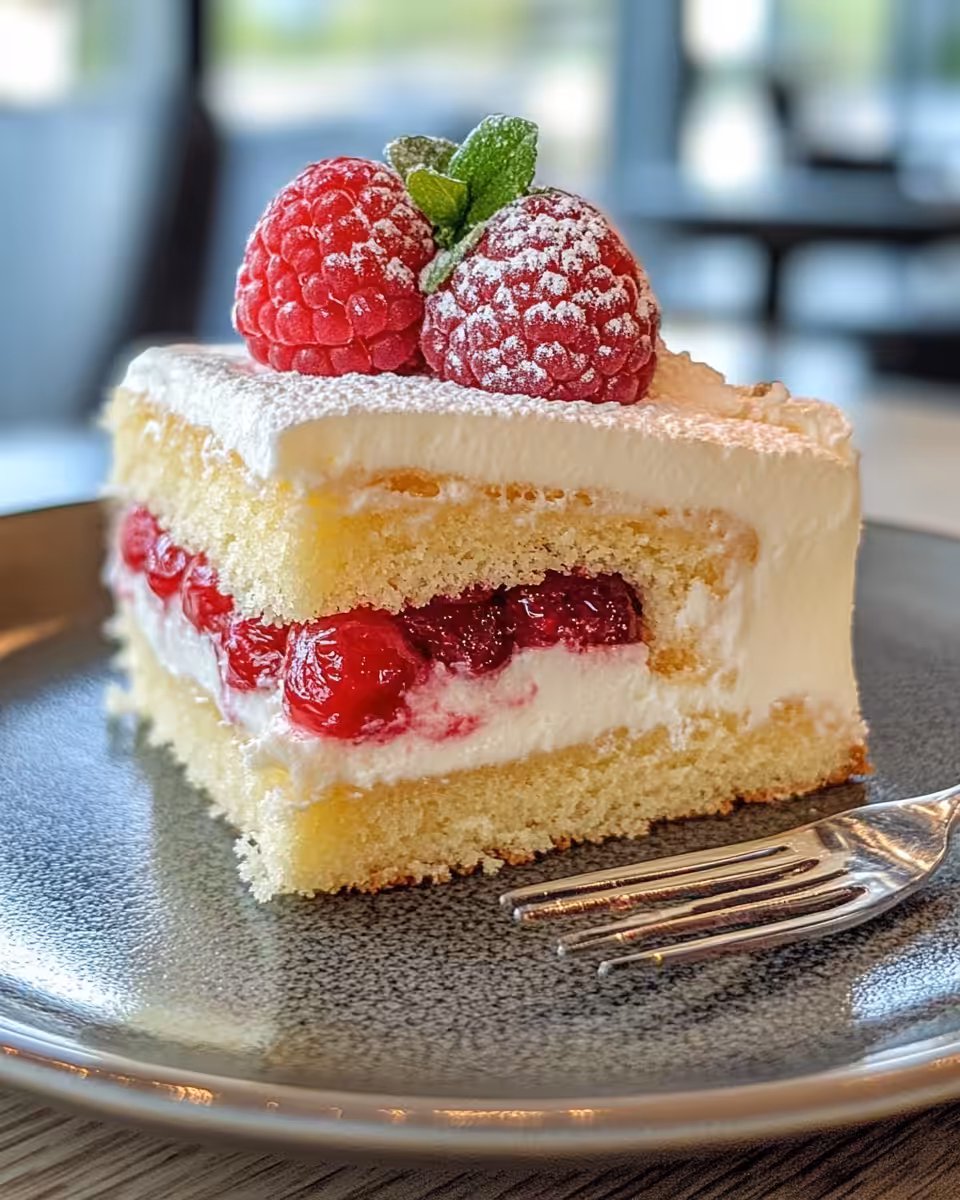 Louise Cake slice showing buttery shortbread base and jam layer