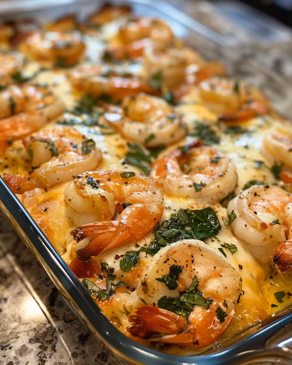 Fresh ingredients for creamy shrimp Tuscan bake