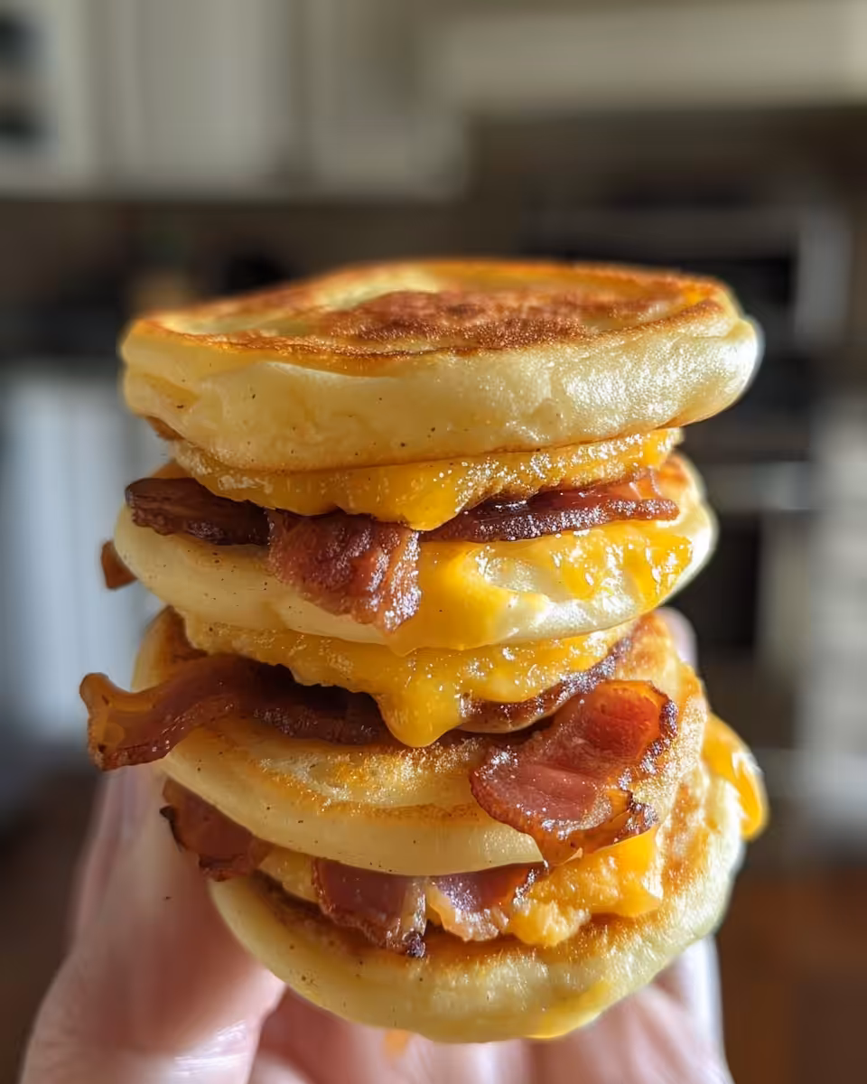 Ingredients for McGriddle Bites including sausage, pancake mix, cheese