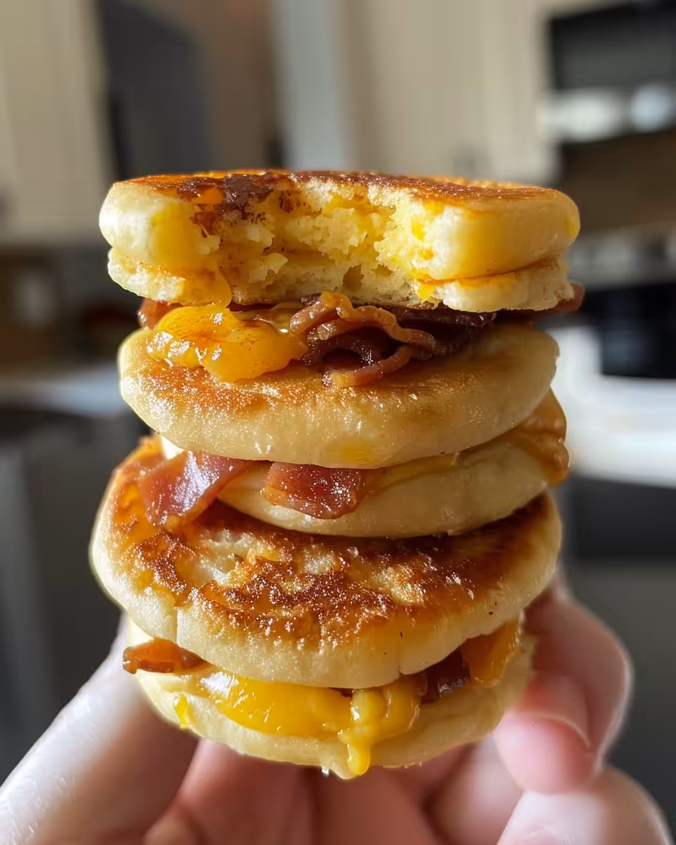 Serving of golden brown McGriddle Bites ready to enjoy with syrup