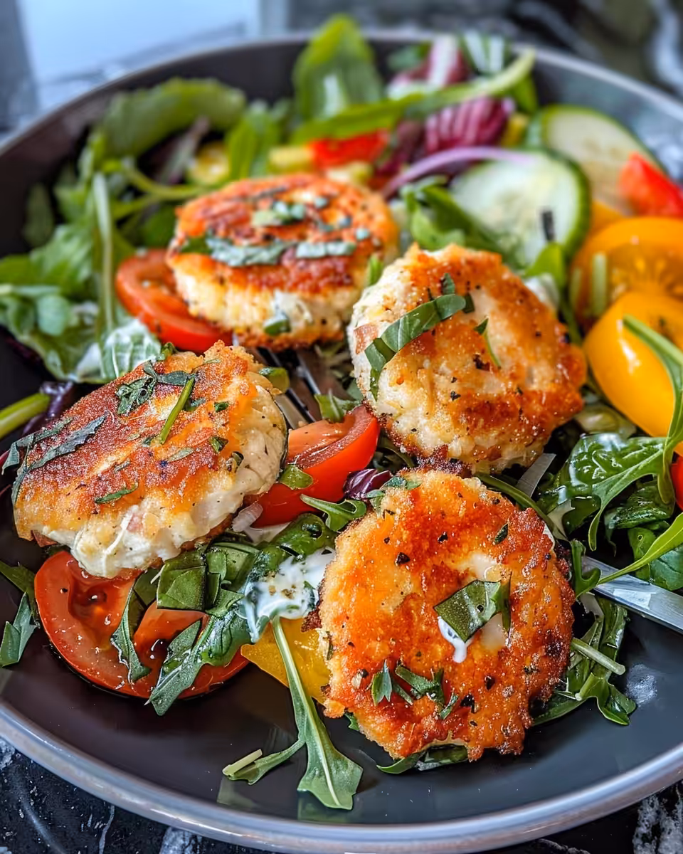Final plated Mediterranean chicken burger with fresh toppings
