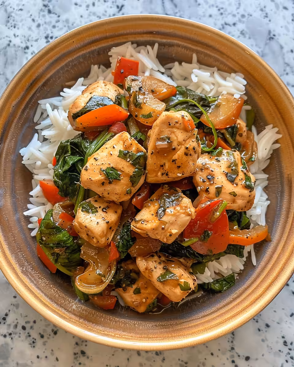 Pressure cooker with Mediterranean style chicken and vegetables steaming