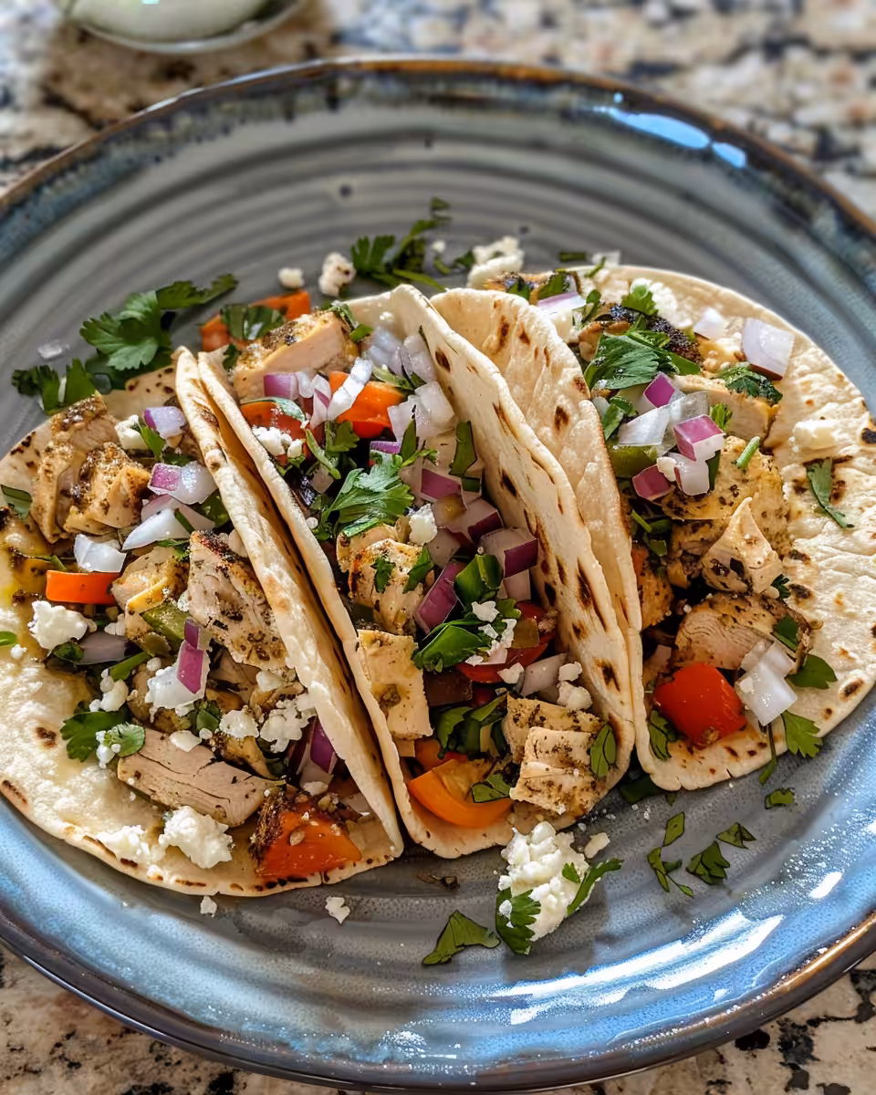 Ingredients for Mediterranean chicken tacos prepped and ready