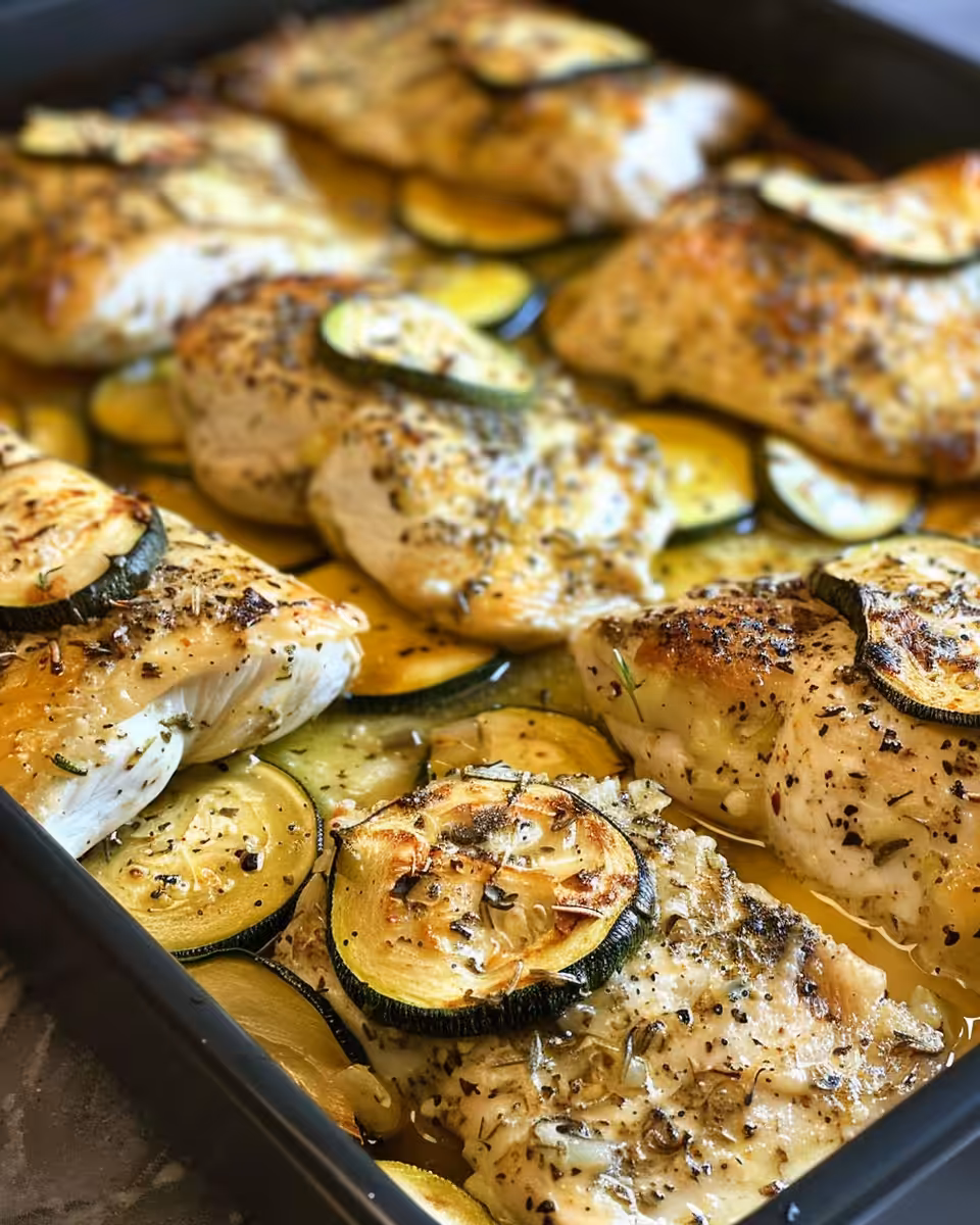 Pressure cooker Mediterranean chicken zucchini bake with golden cheese edges