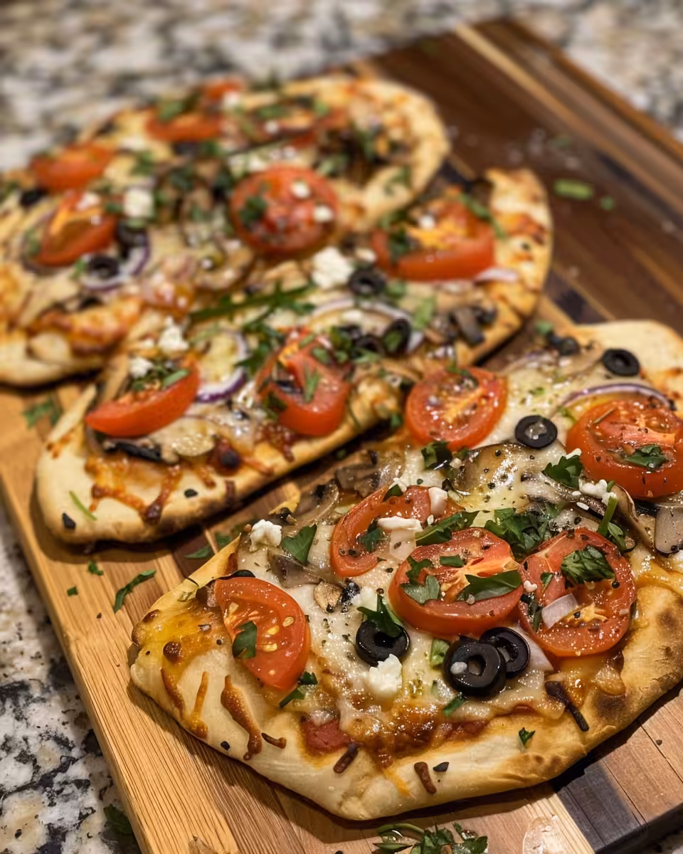 Mediterranean naan bread flatbread pizza in pressure cooker ready to eat