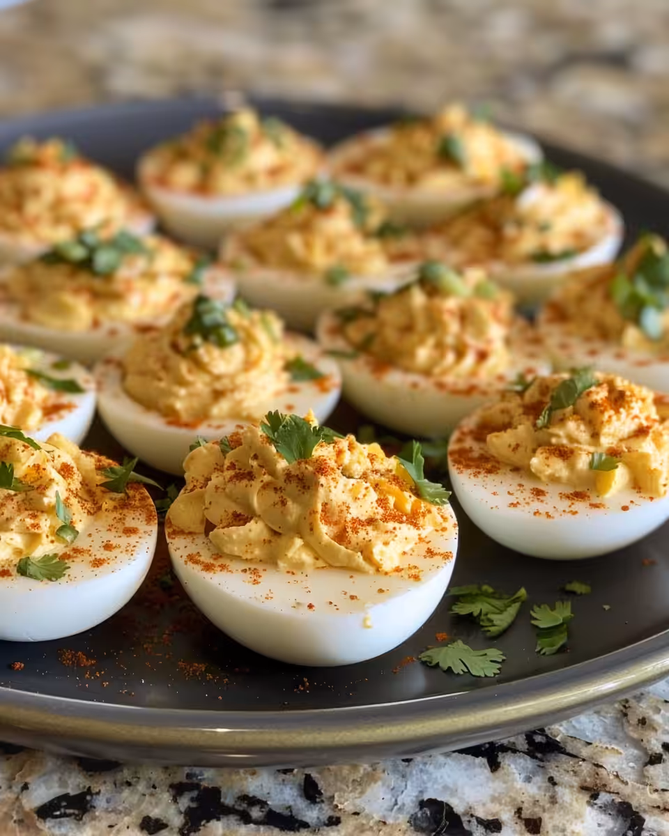 Ingredients for Mexican deviled eggs including fresh eggs, feta cheese, and grilled corn