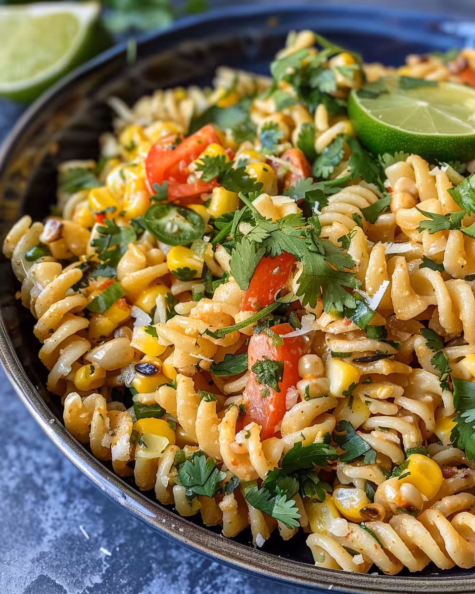 Ingredients for Mexican Street Corn Pasta Salad including corn, jalapeno, onion