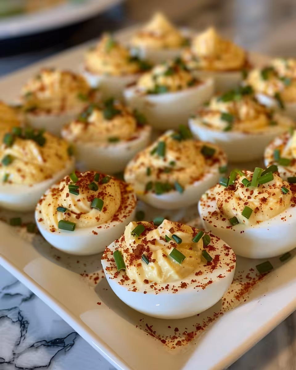 Ingredients for deviled eggs including mayo, butter, and mustard