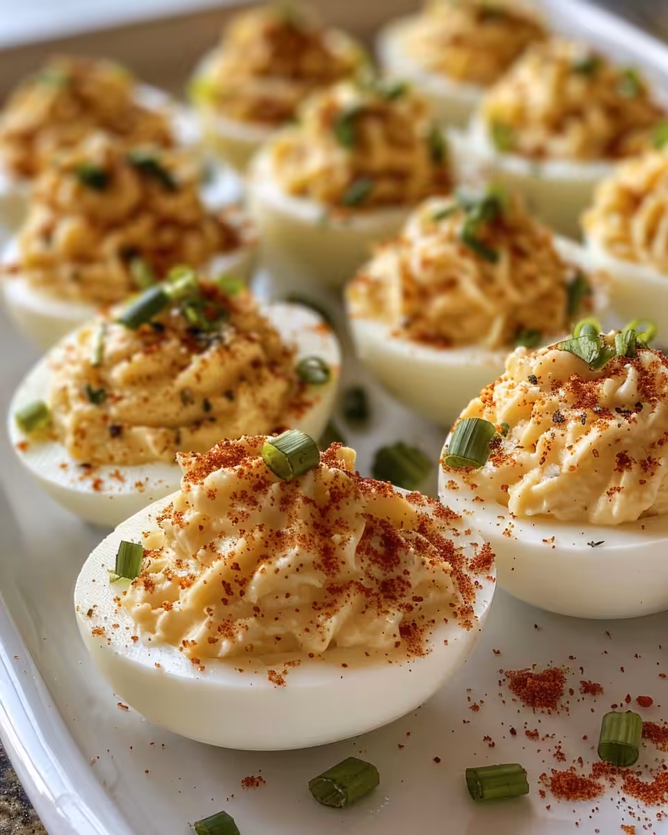 Million dollar deviled eggs freshly prepared in pressure cooker with smooth shells
