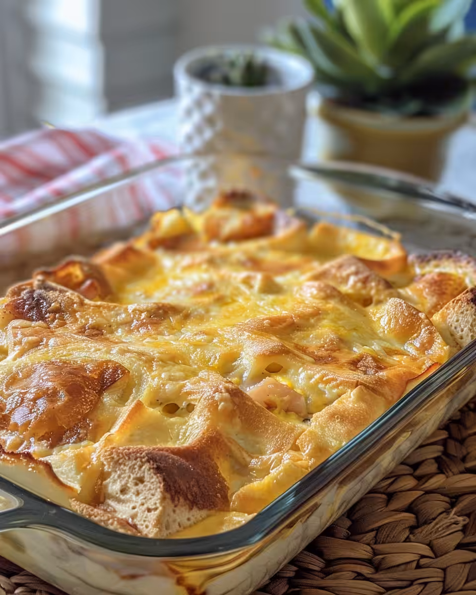 Monte Cristo breakfast casserole in pressure cooker with steam simmering